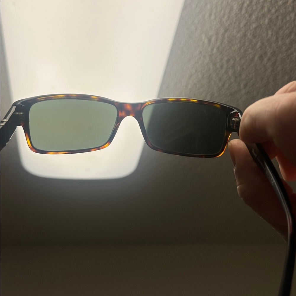 Persol PO2803S sunglasses in Havana brown acetate with green lenses. - Picture 8 of 9